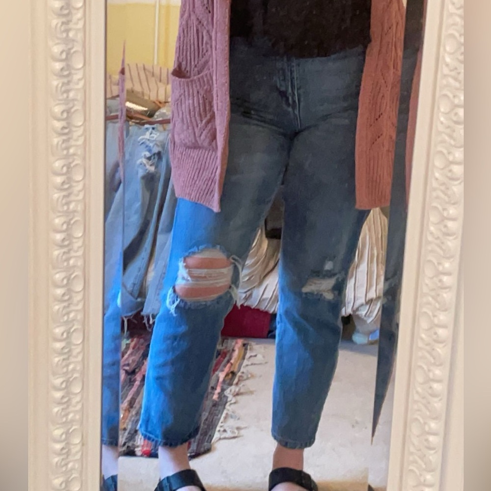 Refuge Mom Vintage High Rise Jeans with Distressed Details